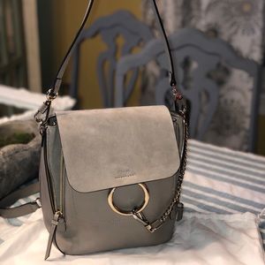 Chloé Faye Small Leather Backpack in Motty Grey